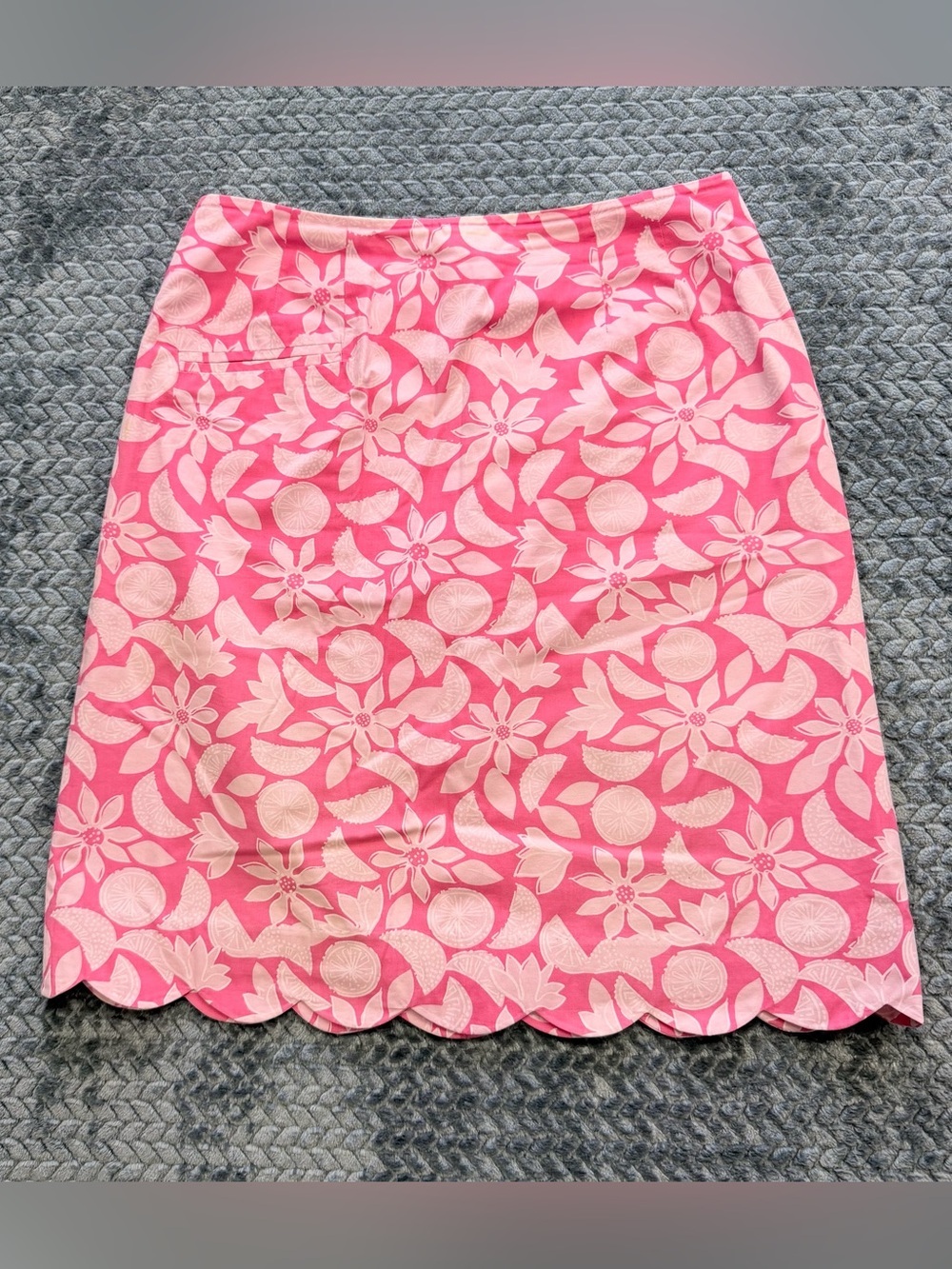 Lilly Pulitzer Pink Floral Scalloped Hem Fully Lined Skirt Size 6
